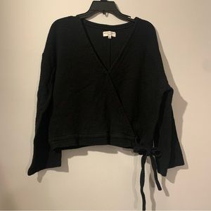 Madewell Texture & Thread Black Wrap Top